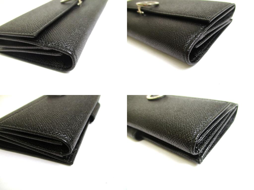 Authentic BVLGARI Black Leather Logo Clip Flap Long Wallet #a719  Refurbished