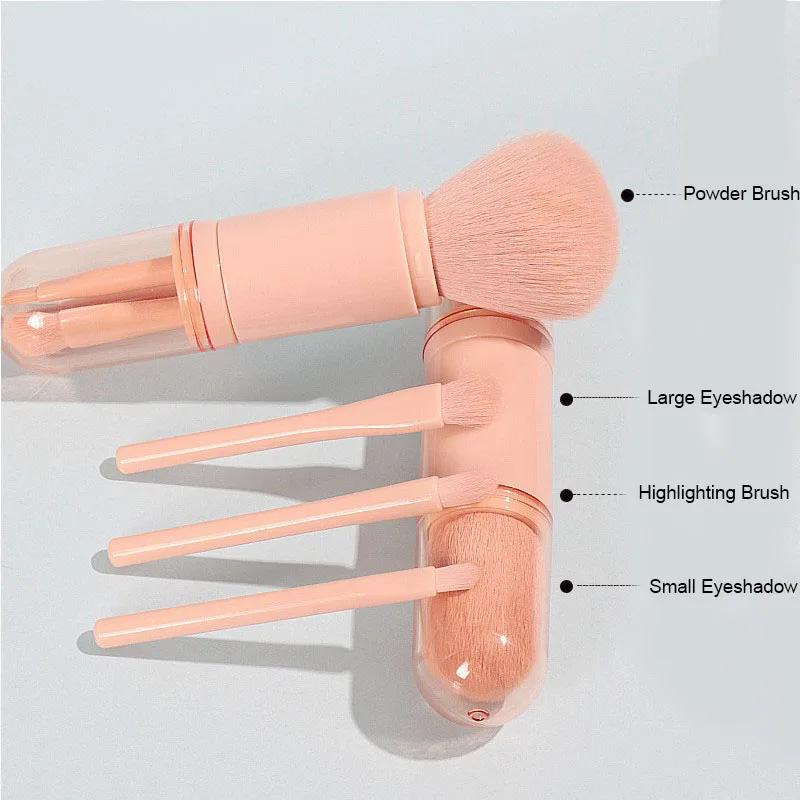 4-In-1 Mini Portable Travel Retractable Brush Face Makeup Brush Set