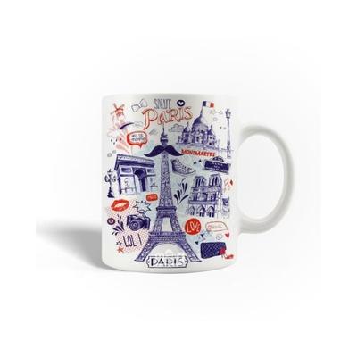 Ceramic Mug - The Eiffel Tower - 30cl - White - Dishwasher Safe - Round