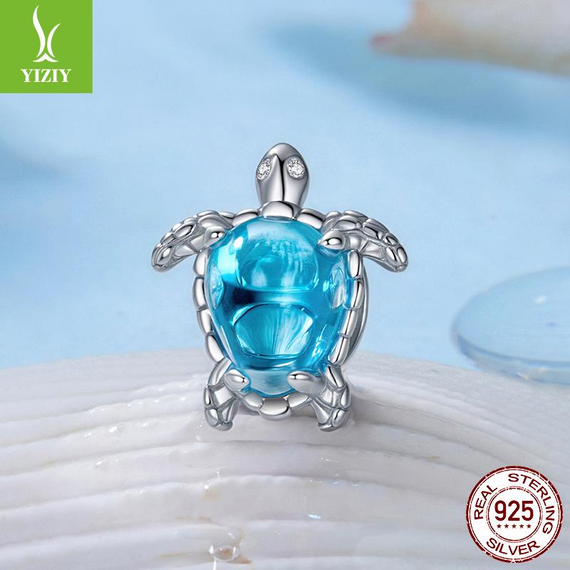 S925 Silver Turtle Beaded Diy Bracelet Beads Ocean Wind Turtle Loose Beads Accessories