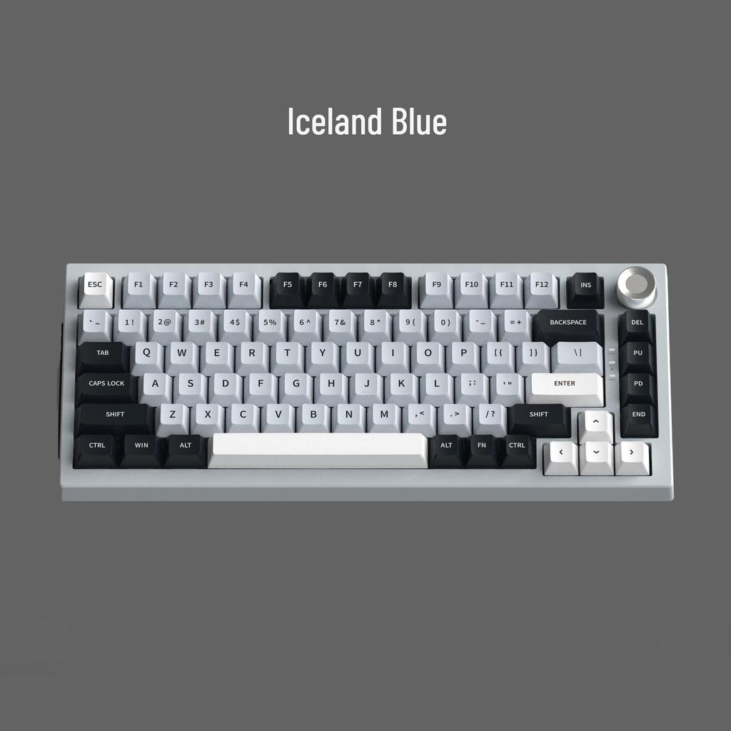 In Stock Three-Mode Wireless Mechanical Keyboard with Wired/Bluetooth Options, Color Blocking, Knob, Hot-swappable Keys, and Side Engravings