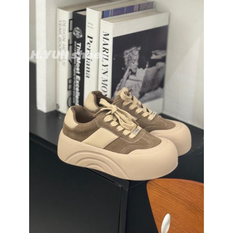 

Leather version~ New Maillard platform heightening versatile casual sports shoes women s board shoes 40 коричневий