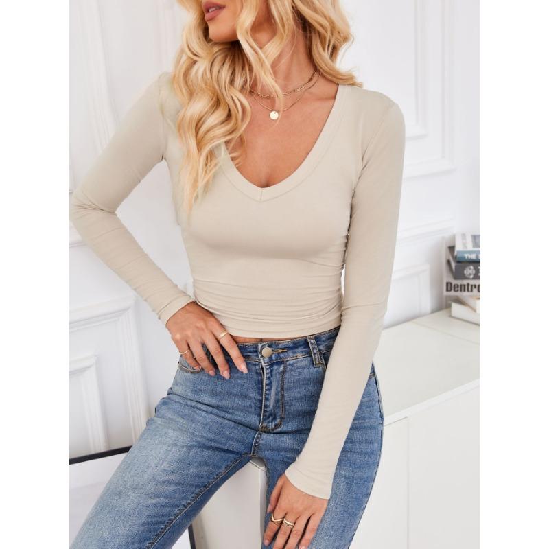 Jarní a podzimní dámská halenka Y2K Slim Fashion spodní tričko