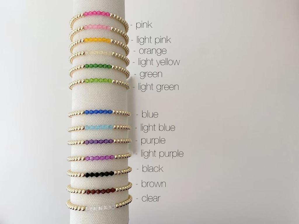 Vlen Multicolor Crystal Beads Bracelet Elastic Gold Plated Beads Tarnish-Resistant Vacation Boho Jewelry Gift for Women Girls