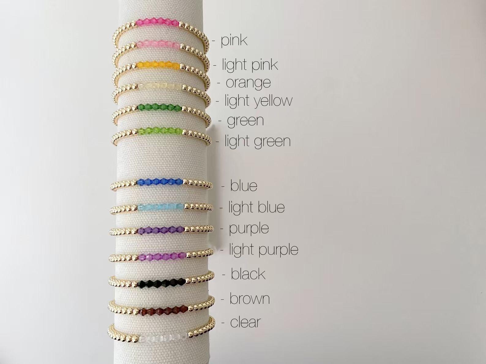 

Vlen Multicolor Crystal Beads Bracelet Elastic Gold Plated Beads Tarnish-Resistant Vacation Boho Jewelry Gift for Women Girls only ONE piece коричневий