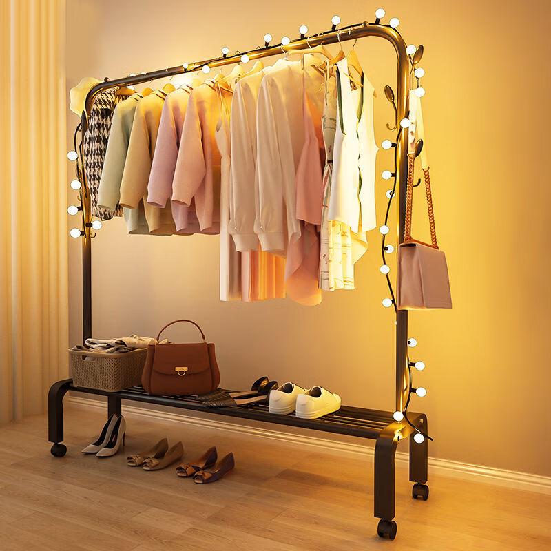 Oujiewang Double Rod Clothes Rack with Wheels
