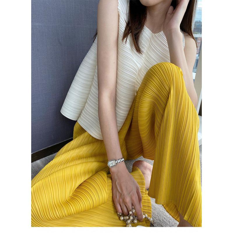 Damen High-Waist Plissee Weitbein Hose: 2025 Sommer Retro-Stil