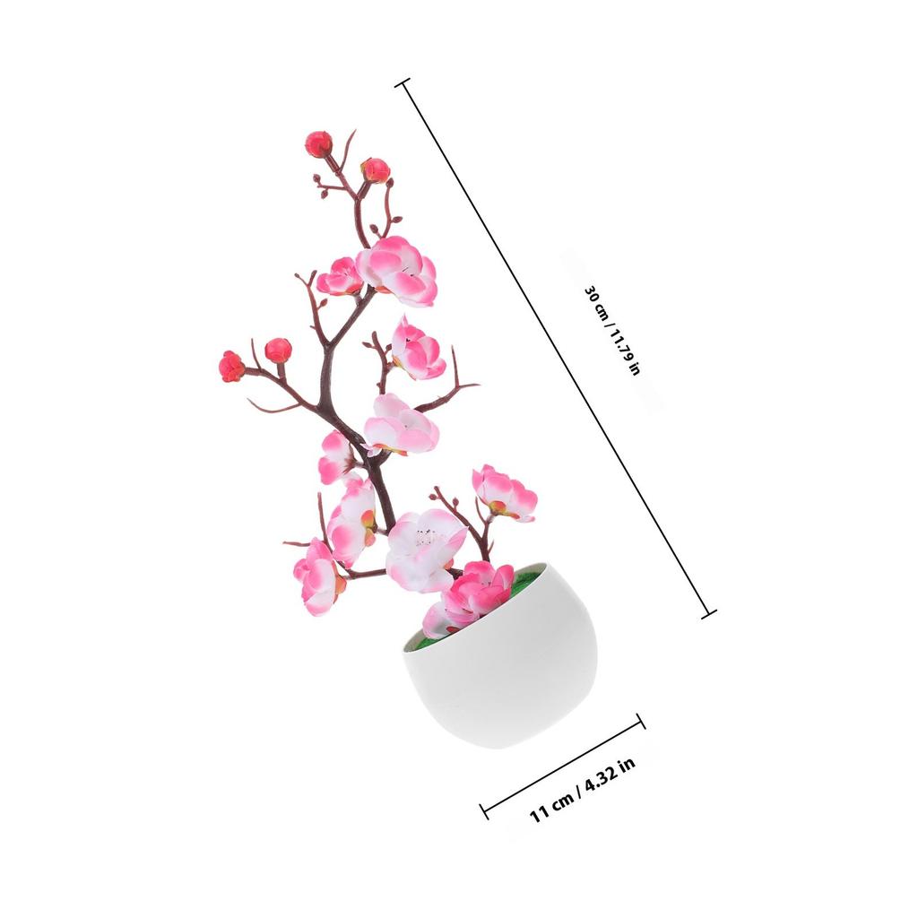 Realistic Artificial Plum Blossom Potted Flower Fade Proof Vibrant Colors Easy Arrange Low Maintenance Home Decor Office Space