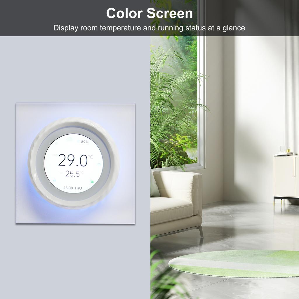 Smart WiFi Thermostat for Electric Heating, 16A Programmable Digital Temperature Controller with 1.6 Screen, DayCelsiusWeekCelsiusRoom TemperatureCel