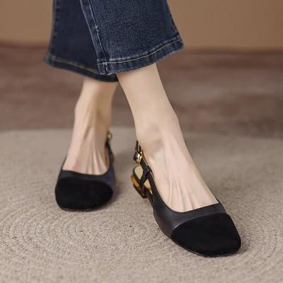 New  Summer Women's Sandals Elegant Medium Heel Toe Mules Comfortable Office Women's Shoes Buckle Heels Dress Shoes