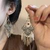 Ethnic Tibetan Tassel Earrings for Women, Miao Silver Long Dangles, Retro Exotic Style, High-Quality.