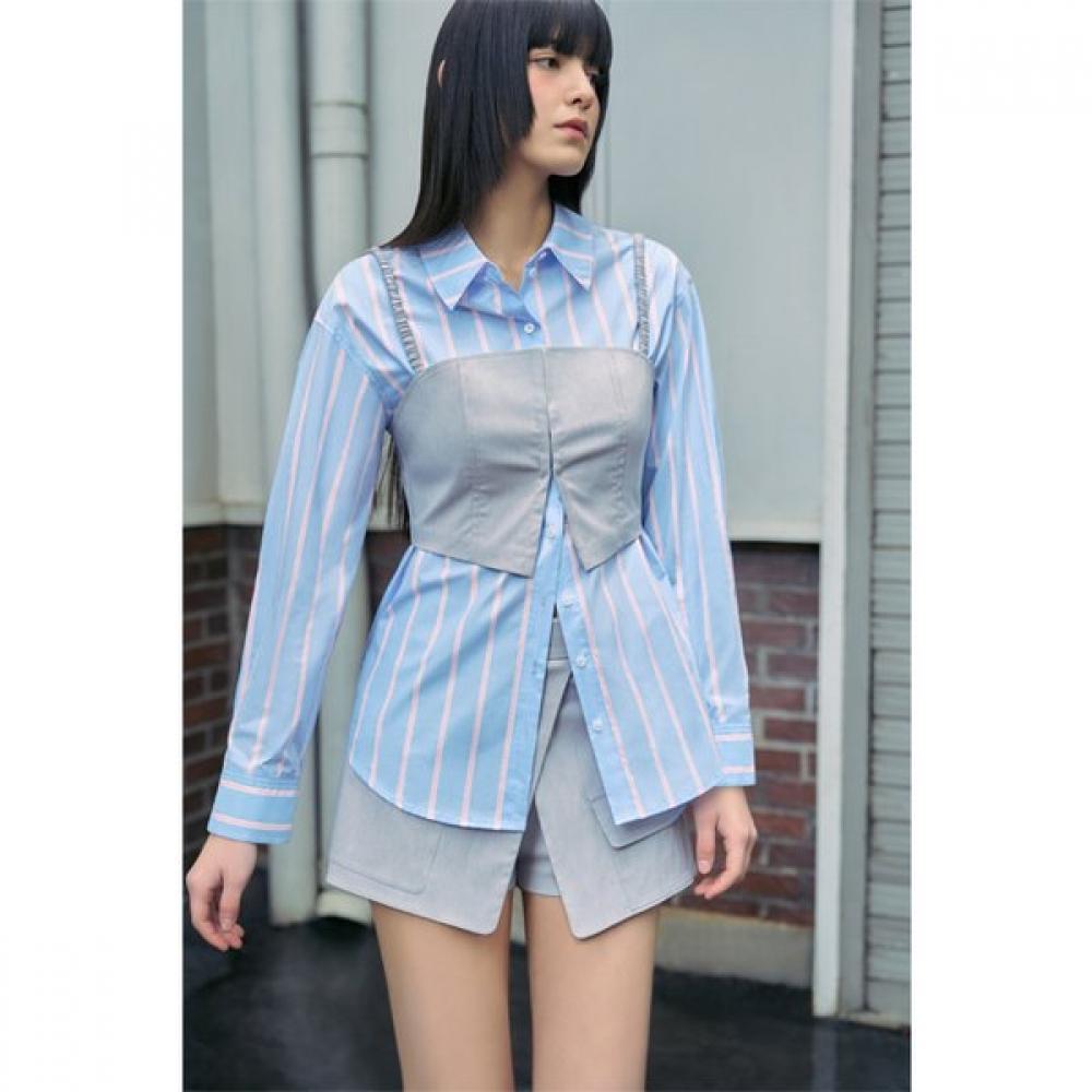 

Egoist Stripe Shirt Shoulder Banding Bustier Er2wb560 WH/66