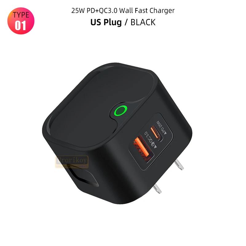 USB C Nabíjecí Zástrčka 25W PD USB Typ C Rychlá Nabíječka Rychlá Nabíječka Telefonu Nástěnný Adaptér Pro iPhone 15 14 13 Pro Xiaomi Samsung