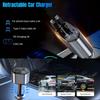 4-in-1 Einziehbarer 66W Autoladegerät mit Dual-Kabeln, USB-C- und USB-A-Anschlüssen, LED-Spannungsmonitor