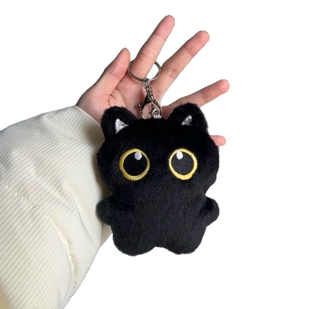 Cartoon Black Cat Plush Toy & Squeaky Bag Charm - Cute Kitten Ornament Gift