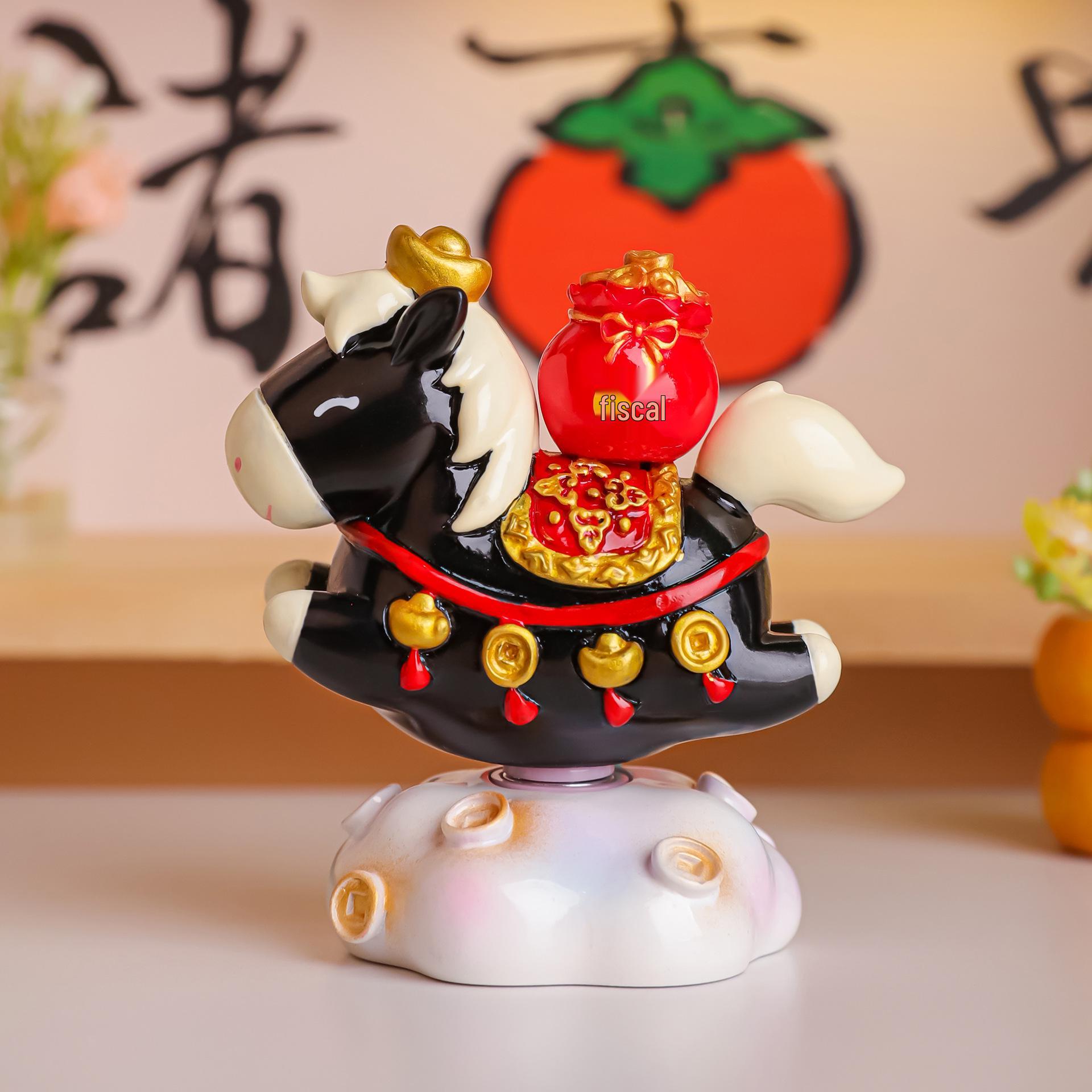 

Little Horse Caishen Zhuanzhuanle Figurine: Zodiac Year Desktop Decoration & Temple Cultural Gift Small Wealth Horse Ornament