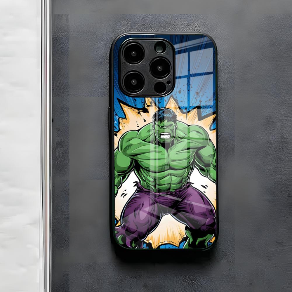 Superhero H-Hulk Phone Case For IPhone 17 Air 16 E Pro Max 15 14 13 Mini 12 Pro 11 Max Plus Black Glass Cover