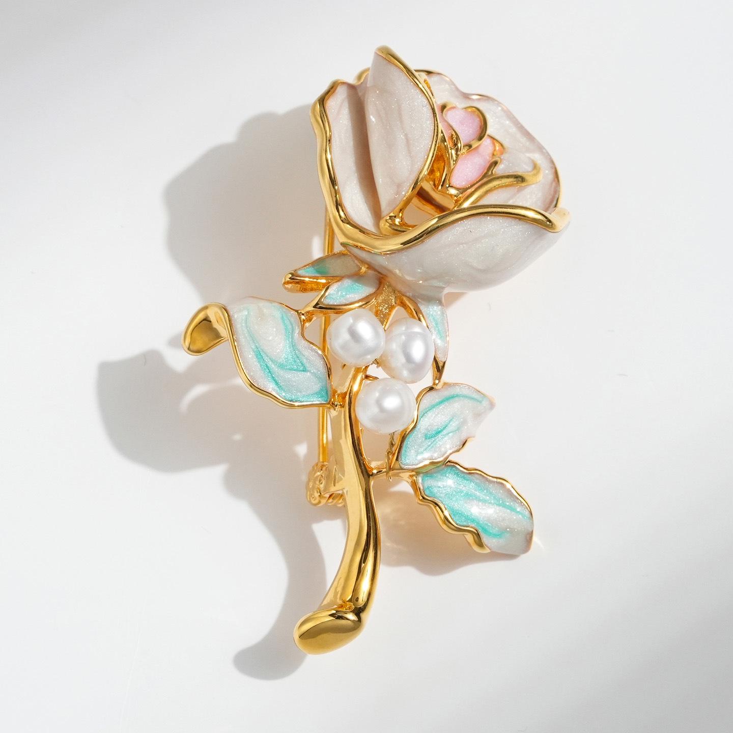 Bo Xin Yun Luxury Freshwater Pearl Rose Brooch - Elegant Suit Accessory