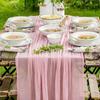 Dusty Pink Cheesecloth Table Runner, 10 FT Boho Rustic Cheese Cloth Gauze, 35x120 Inches Centerpieces Decor for Wedding Spring Easter Baby Bridal
