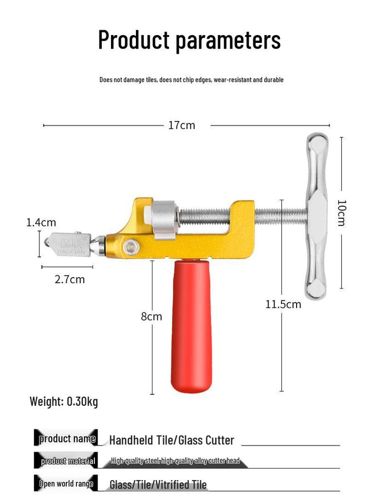Multifunktionaler Diamant-Glas Schneider - Handwerkzeug zum Anritzen von dicken Fliesen