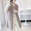 Women's  Autumn Winter Vest Coat Round Neck Loose Mid-length Sleeveless Single-breasted Pockets Cardigan Warm Thick Outerwear Vest