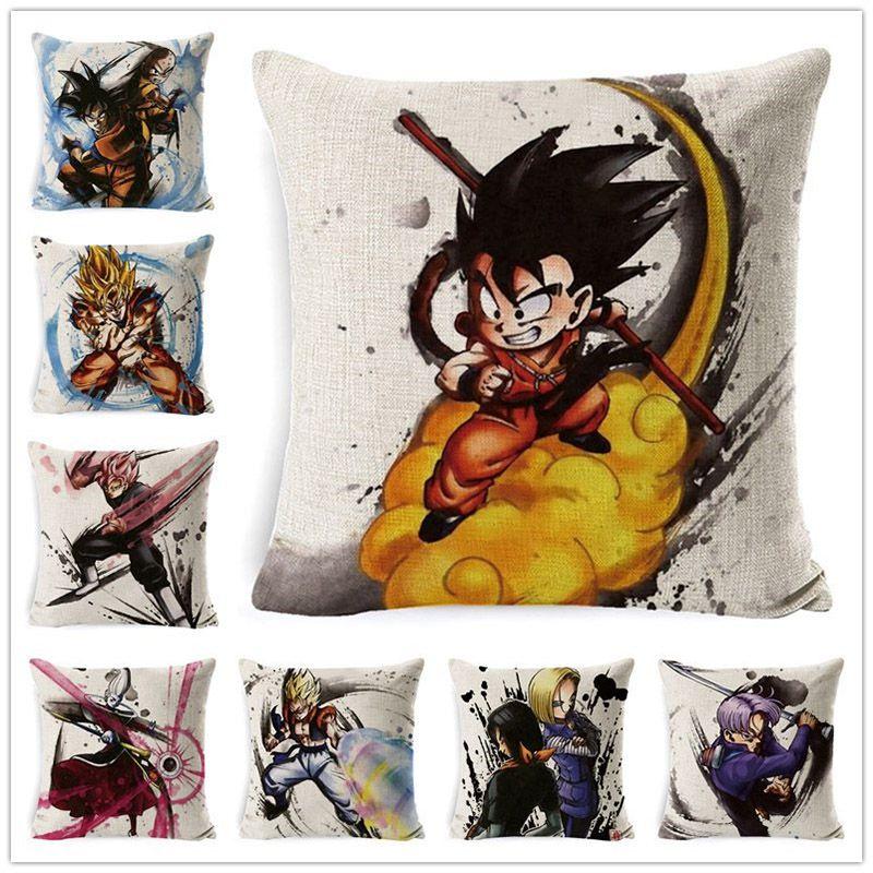 Premium Cotton Linen Dragon Ball Pillow Case Cartoon Square Cushion Cover For Cozy Homes