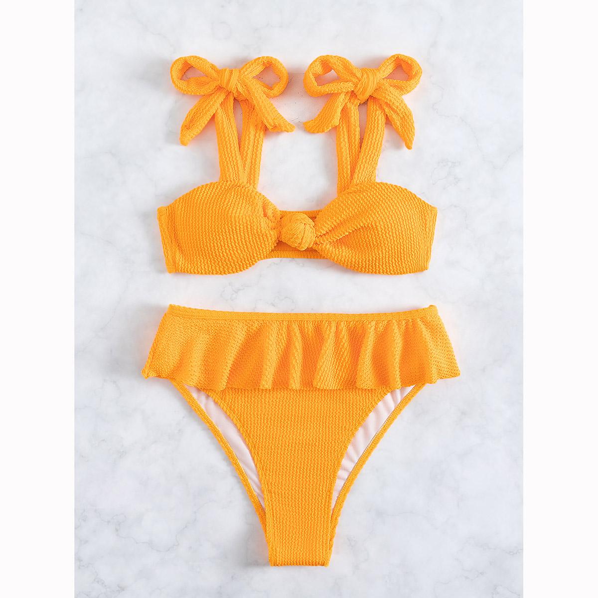 Сексуальный женский купальник с рюшами в рубчик — фото 3