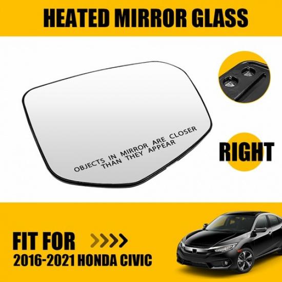

Heated For 16-21 Honda Wing Civic Mirror Glass Right passenger Side 76253TBAA01