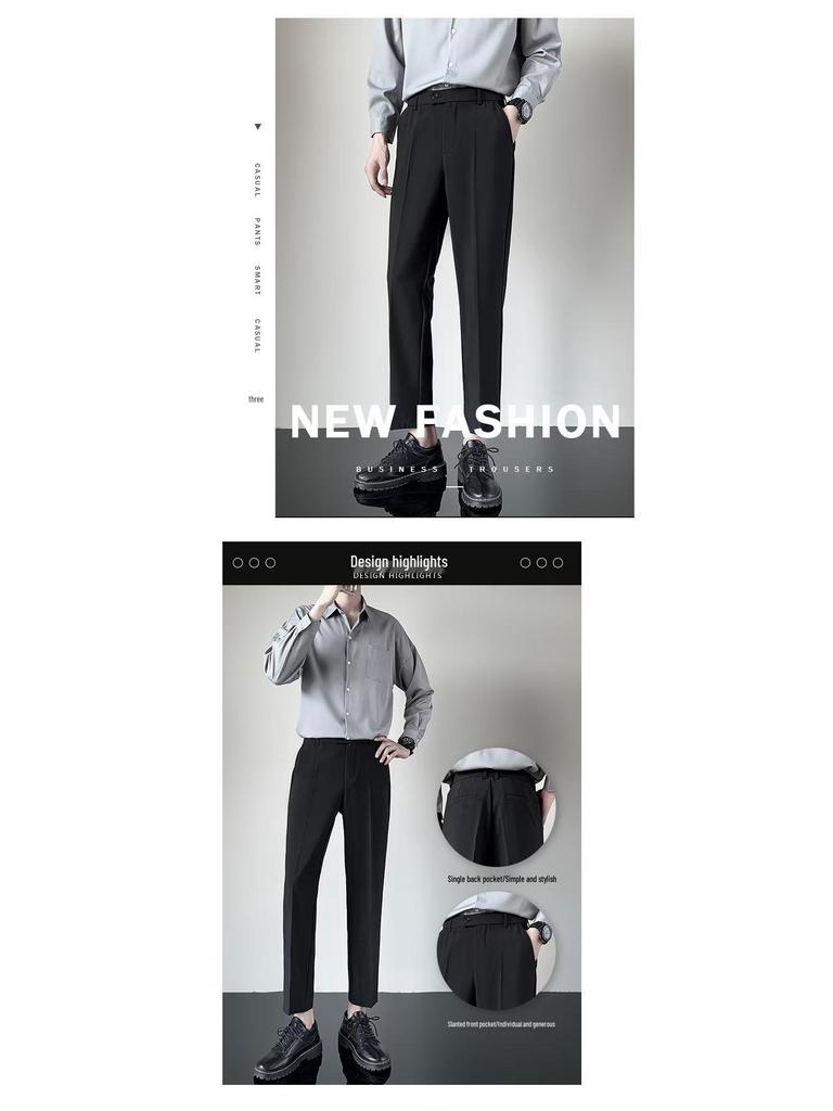 Men's Lightweight Korean Style Slim Fit Casual Suit Pants