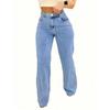 Jeans Anchos de Talle Alto para Mujer Talla Grande Ajustados Pierna Recta Vaqueros Retro para Mujer