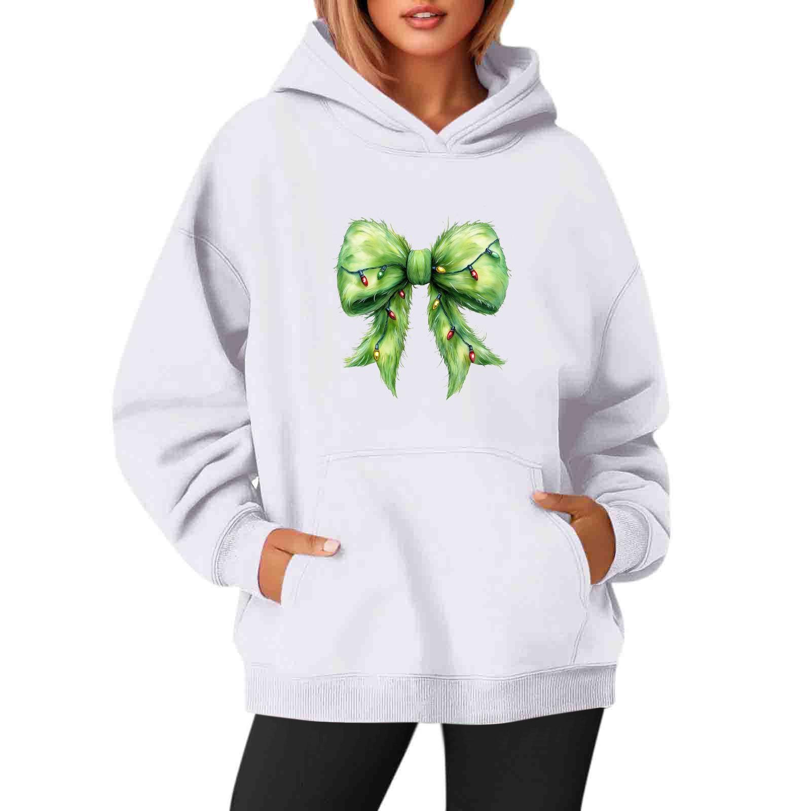 

Женские толстовки с круглым вырезом, длинным рукавом, рождественским принтом, однотонная толстовка с капюшоном XL белый