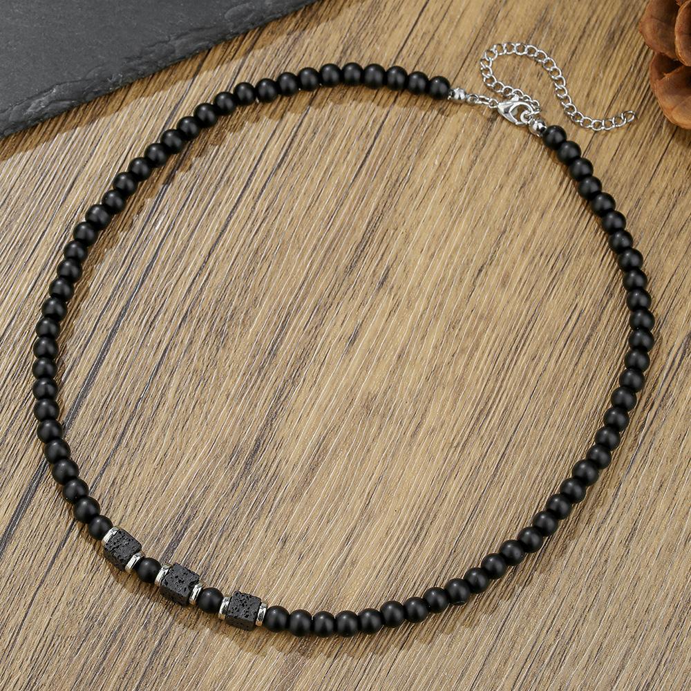 

Noter 6mm Onyx Lava Stone Men Positive Energy Healing Necklace 3 Styles Available Outdoor Cool Riding Choker Collar Accessories
