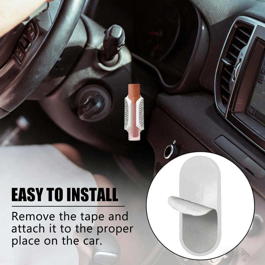 Bling Car Lip Balm Holder Insulating Crystal Rhinestone Auto Chapstick Holder Sparkling Vehicle Interior Decor Accessories