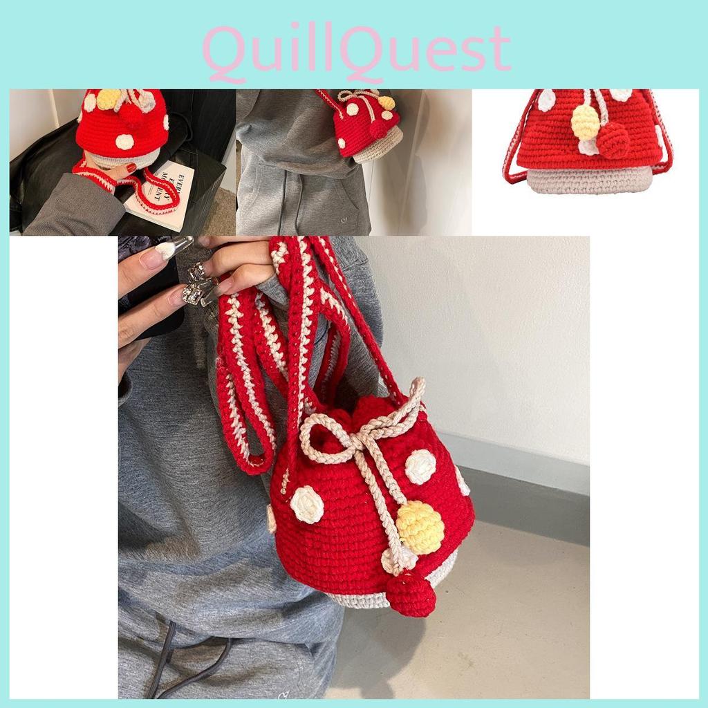 Cute Breathable Crochet Mushroom Bag For Children Soft Mini Backpack Ideal For Everyday Fun