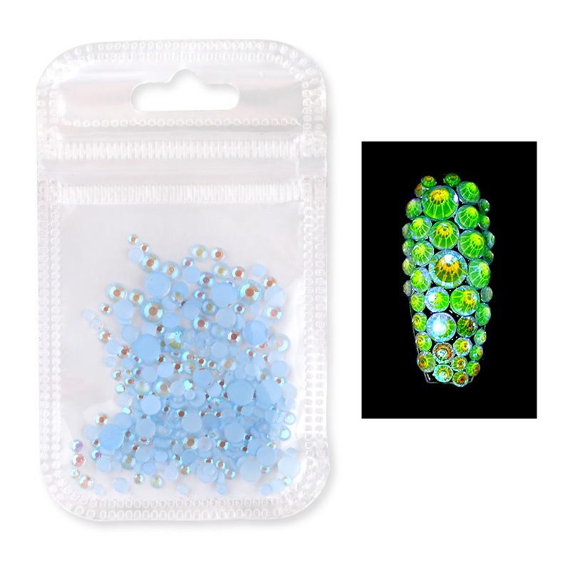 

Наклейки для ногтей Светящиеся алмазные аксессуары для ногтей Разноразмерные смешанные флуоресцентные алмазные принадлежности для ногтей