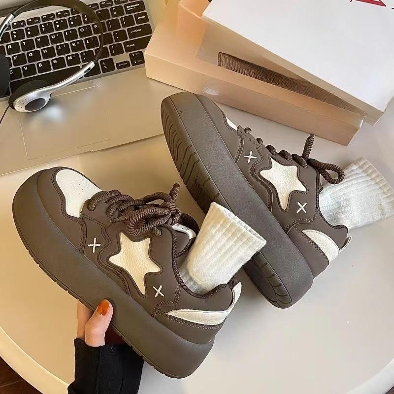 Board Shoes Children's Spring and Autumn New Ins Platform White Shoes Versatile Leather Casual Single Shoes