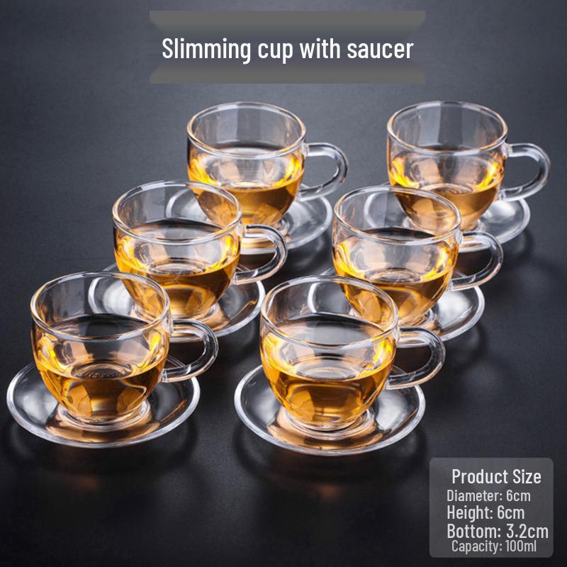Double-Layer Heat-Resistant Glass Tea Cup with Handle for Kung Fu Tea