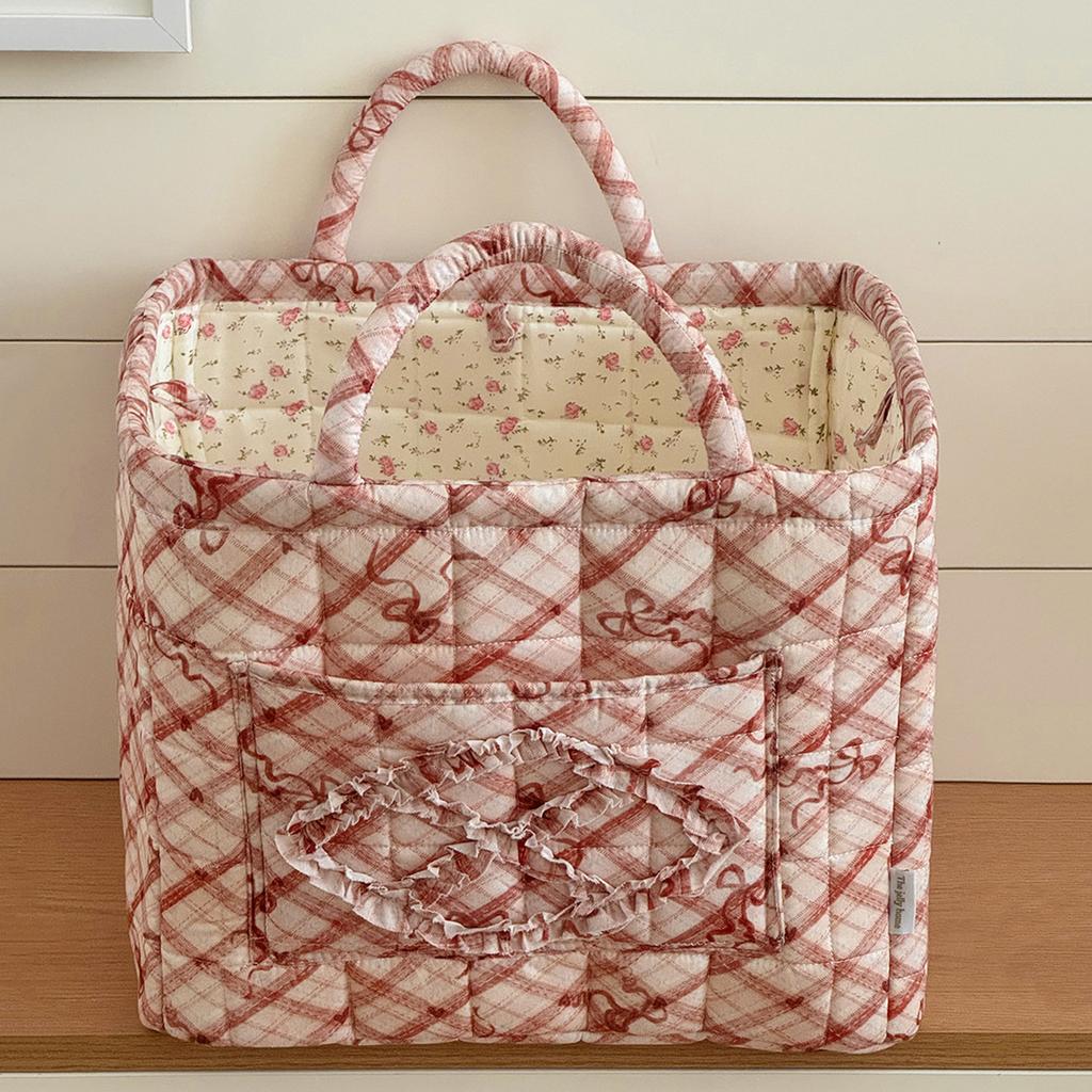 Cotton Boho Tote Organizer Large Capacity Portable Storage Bag Collapsible Laundry Hamper for Picnic Shopping Travel Car Bedroom