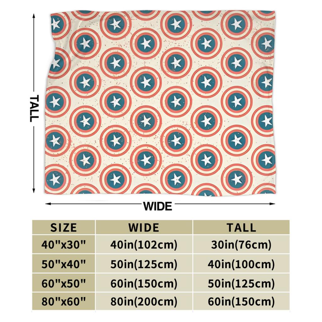 Captain America Flannel Blanket  Funny Throw Blanket for Bed Sofa Couch 150*125cm Plush Thin Quilt