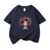Kids Cotton T Shirt Sitting Girl With Colorful Hair Print Crew Neck Short Sleeve Tee Casual Boys Girls Summer Tops