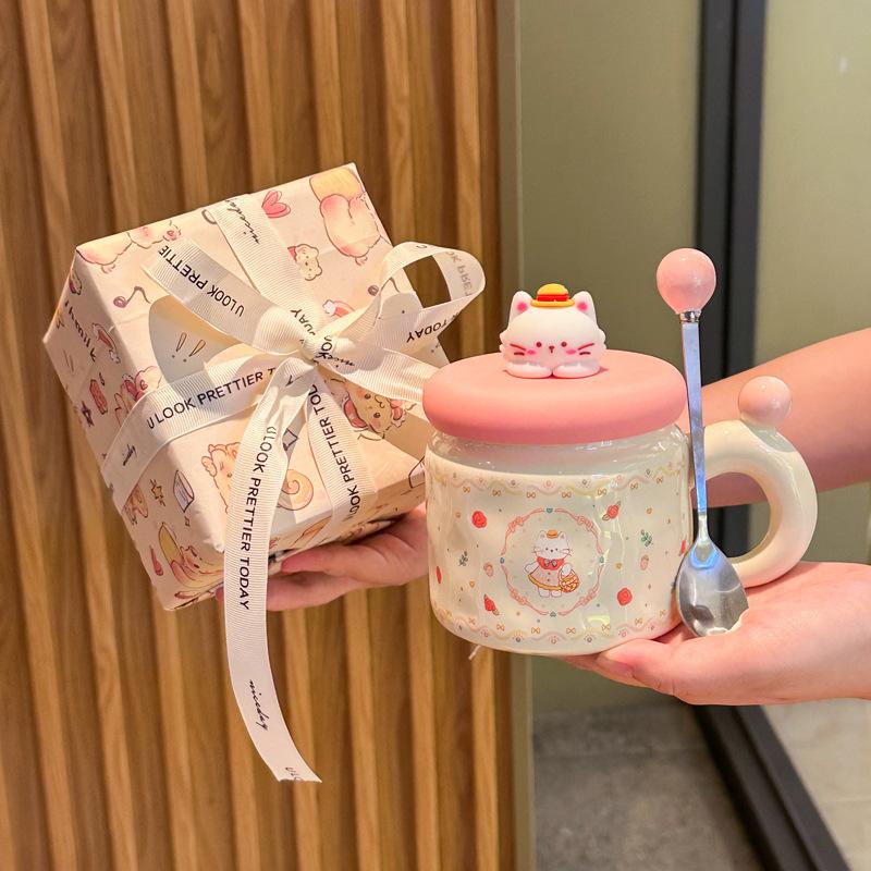 Graduation gift for girl girlfriend birthday gift cute cartoon bear ceramic mug souvenir