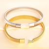Luxurious Titanium Steel Open Bangle with Gold Finish - European & American Style