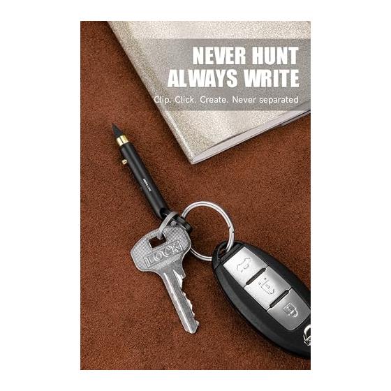 KEEPO LINK Keychain Mini Reusable Titanium Mechanical Pencil (2 Refills Included) | EDC, Office, Outdoor, School Supplies OLP01 (Black)