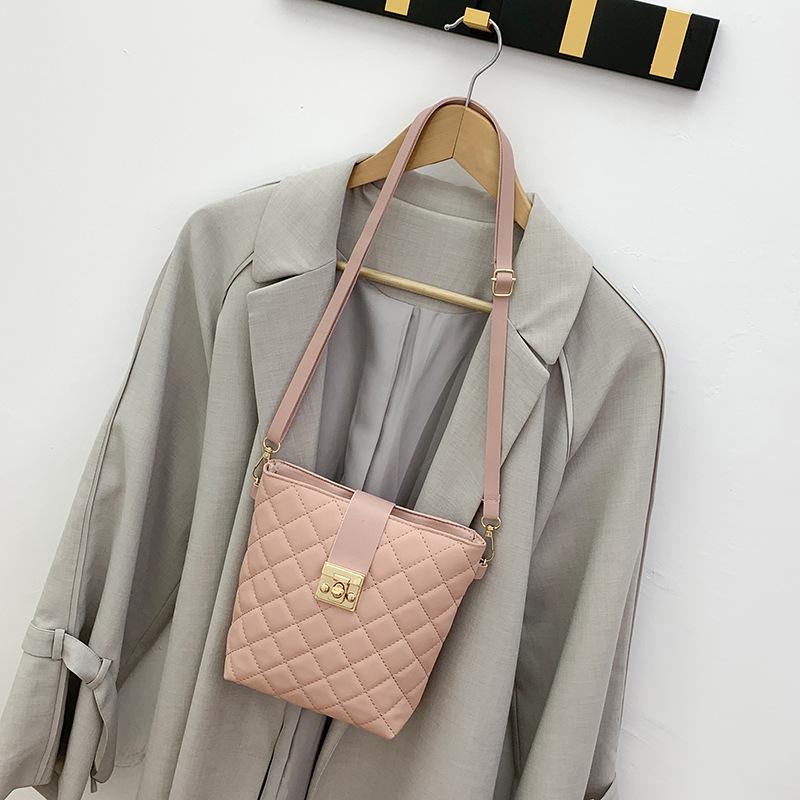 Cozy Up Ling Grid Pattern Bag Casual Women's Small Bag Minimalist Bucket Shoulder Bag