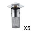 5xPush Type Basin Bound Drain Filter Anti Overflow for Household Lavatory Hotel PP Core