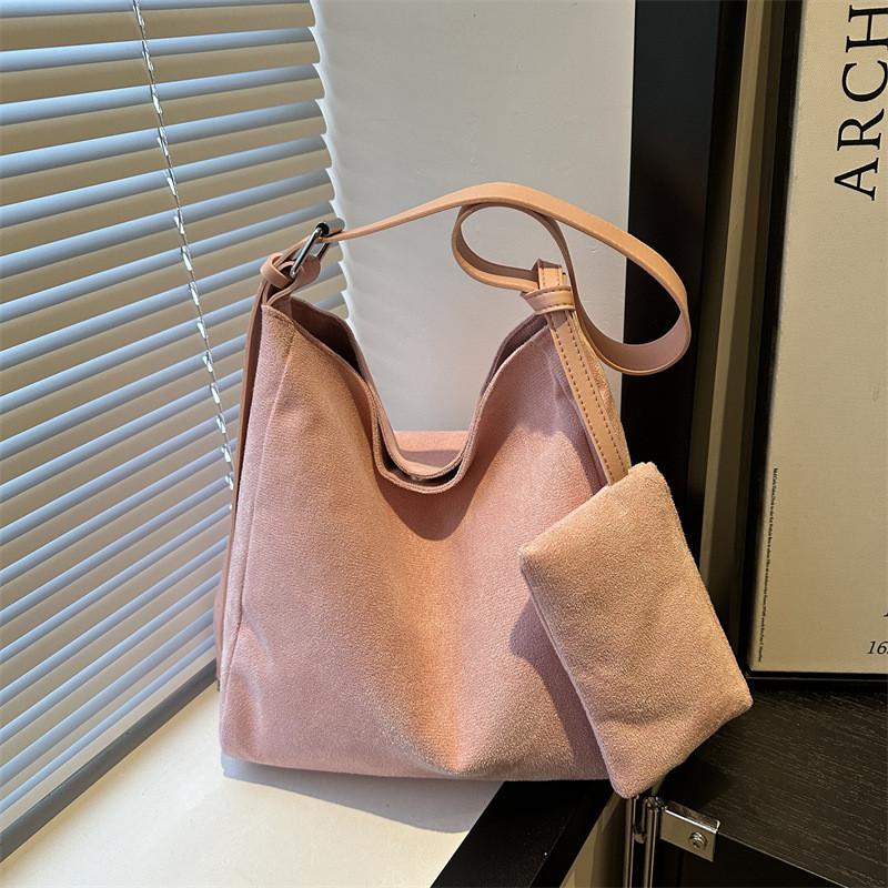 Solid Color Shoulder Bag Retro Winter Lazy Style Large Capacity Bag Crossbody