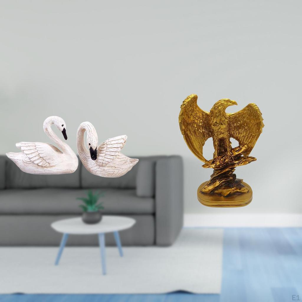 Resin Swan Sculptures Figurines Cake Topper Decorative Artwork Gift for Bedroom Office Living Room