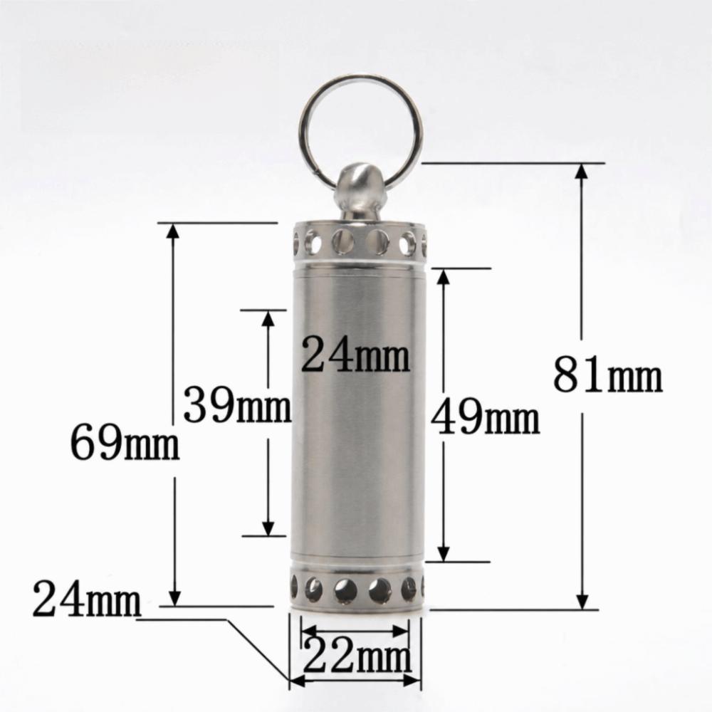 Mini Waterproof Pill Container Stainless Steel Pill Holder Keychain Container  Outdoor Camping
