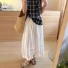 Lace Plaid Wide-leg Pants Women's Summer Thin New High-waisted Loose and Thin Nine-point Lantern Casual Pants