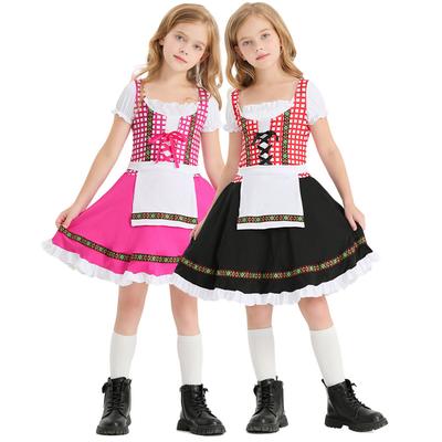 Crianças Meninas Princesa Alemão Tradicional Festival de Cerveja Oktoberfest Vestido Criada Halloween Fantasias Cosplay Roupa para Interpretação de Papéis